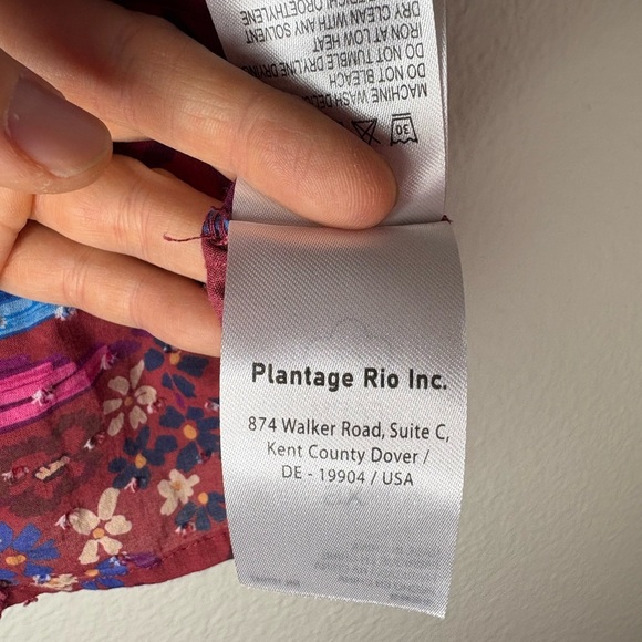 Farm RIO Floral Birds Blush Sleeves Red and Blue Blouse Size XS 100% Cotton - Picture 6 of 14